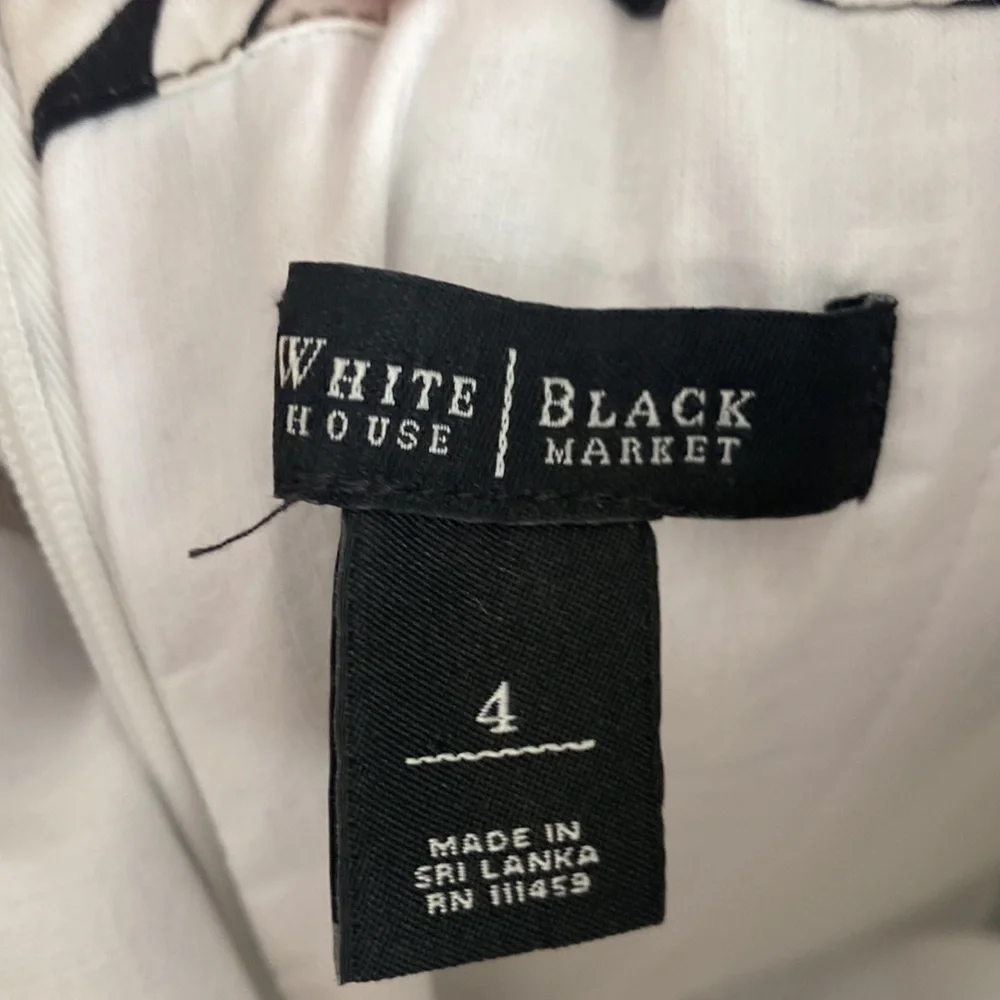 White House Black Market - Size 4 Black & White Floral strapless cocktail dress - Picture 3 of 5